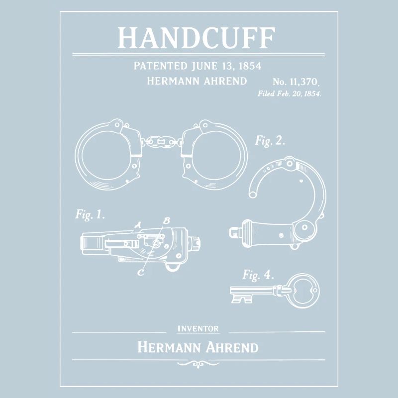 Vintage Handcuff Patent Blueprint