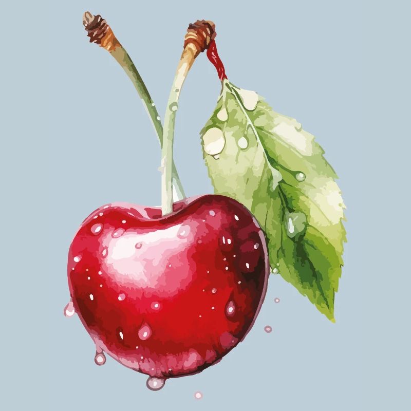 Fruity cherry with water droplets