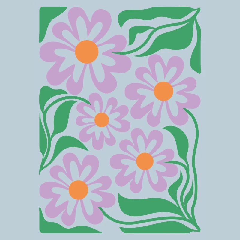 Purple Floral Pattern Boho Flora