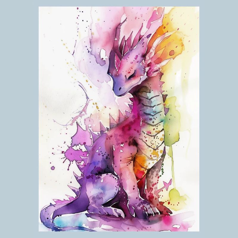 Regenbogen Aquarell Drache