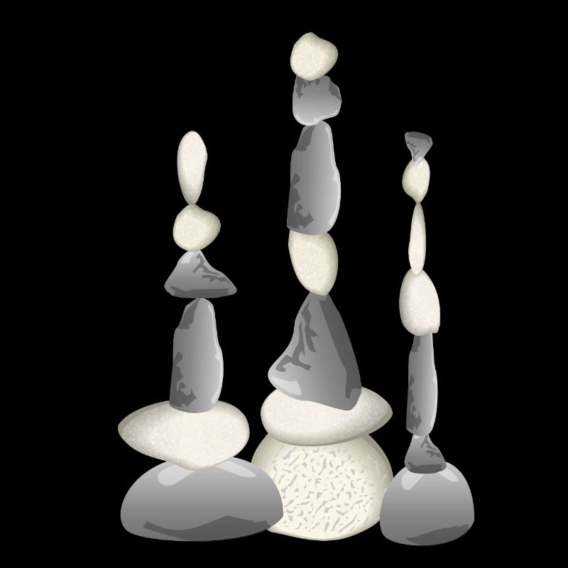 Three Zen-style balancing stone towers
