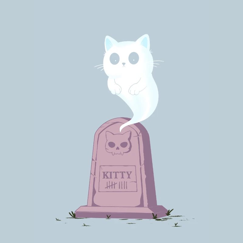 Ghost kitten on the gravestone