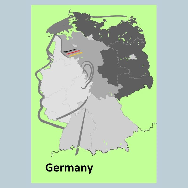 Map of Germany with gradient and flags