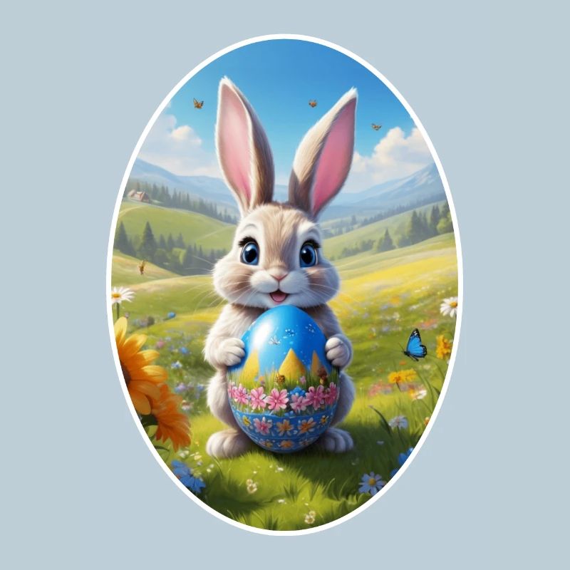 Lapin de Pâques avec oeuf, ovale