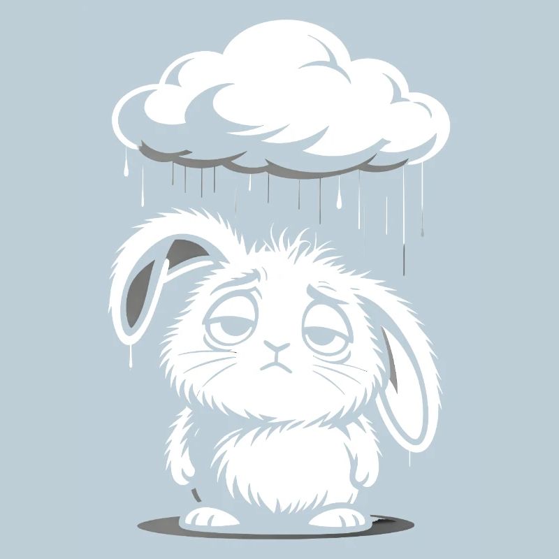 Sad Bunny - Un design mignon en nuage de pluie
