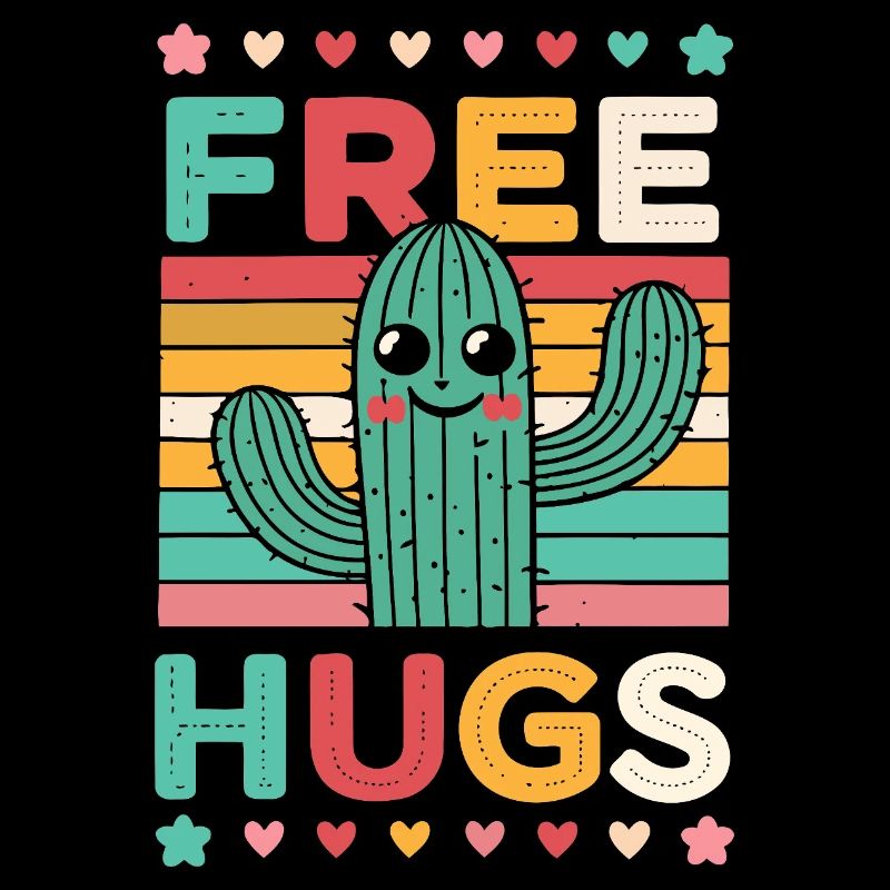 Cactus Free Hugs rétro pastel