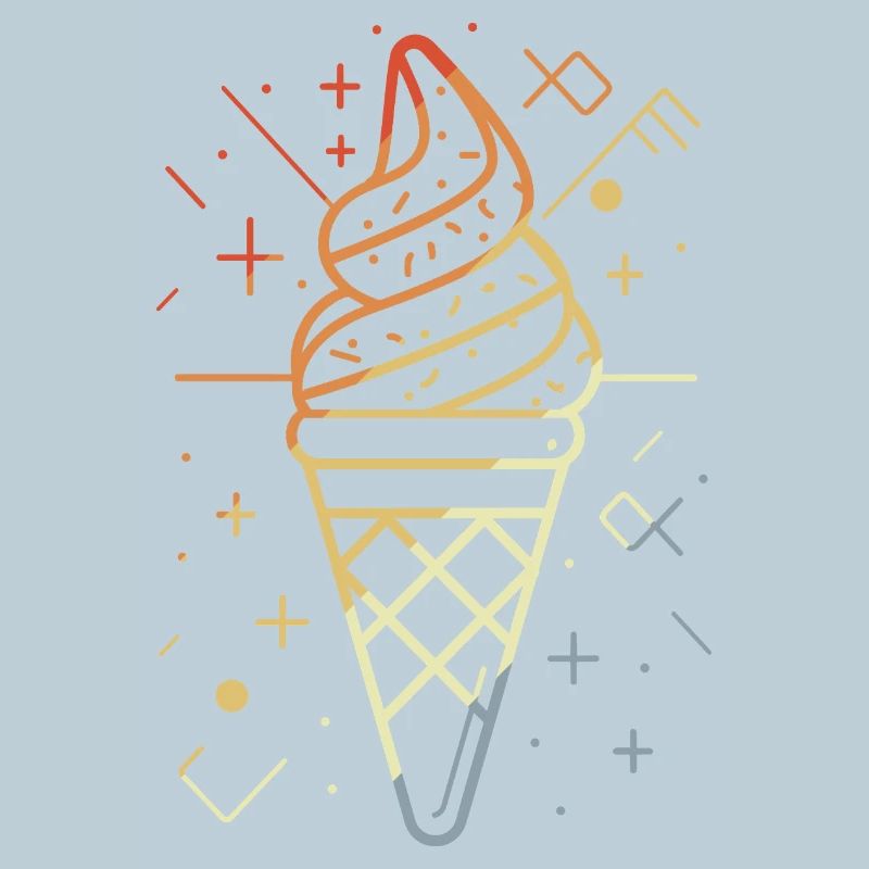 Cornet de crème glacée croquis style rétro