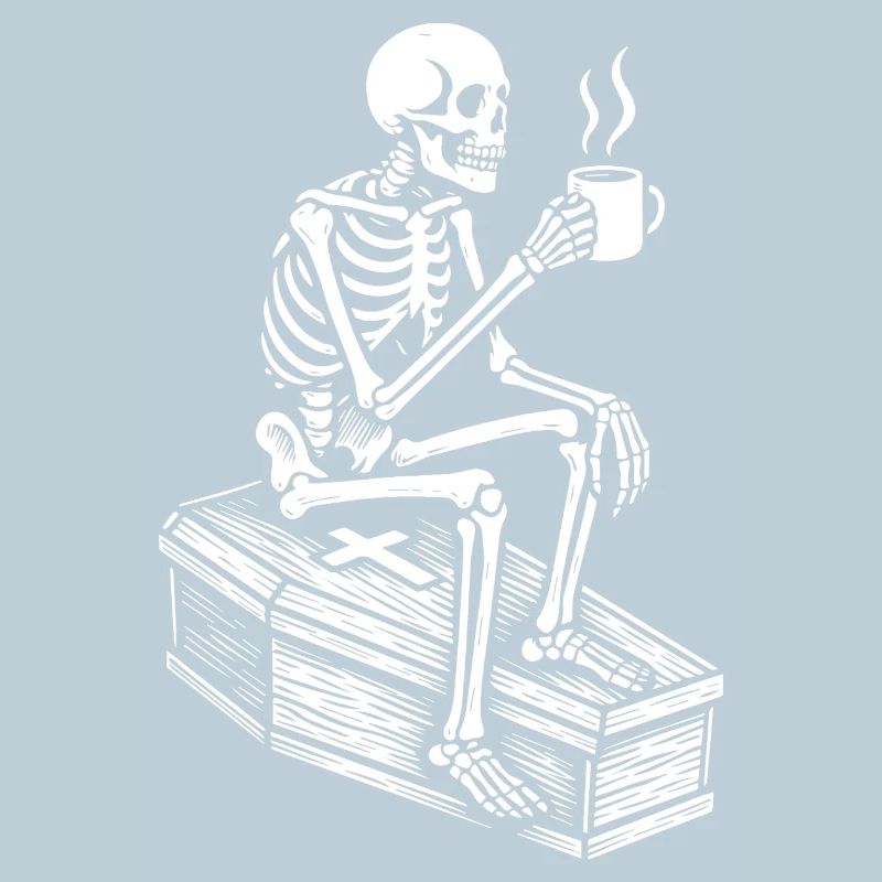 Skeleton drinking espresso