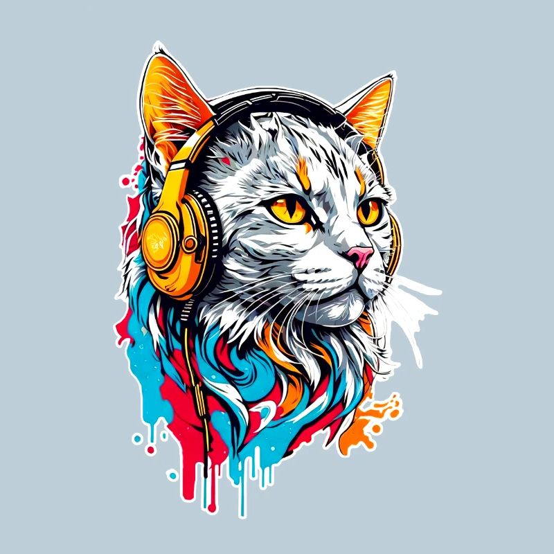 Le chat écoute de la musique
