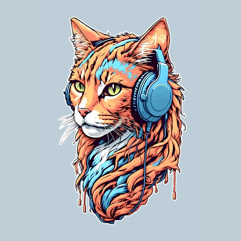 Le chat écoute de la musique