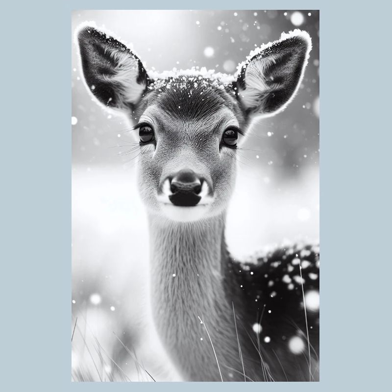 Cerf tranquille dans la forêt enneigée