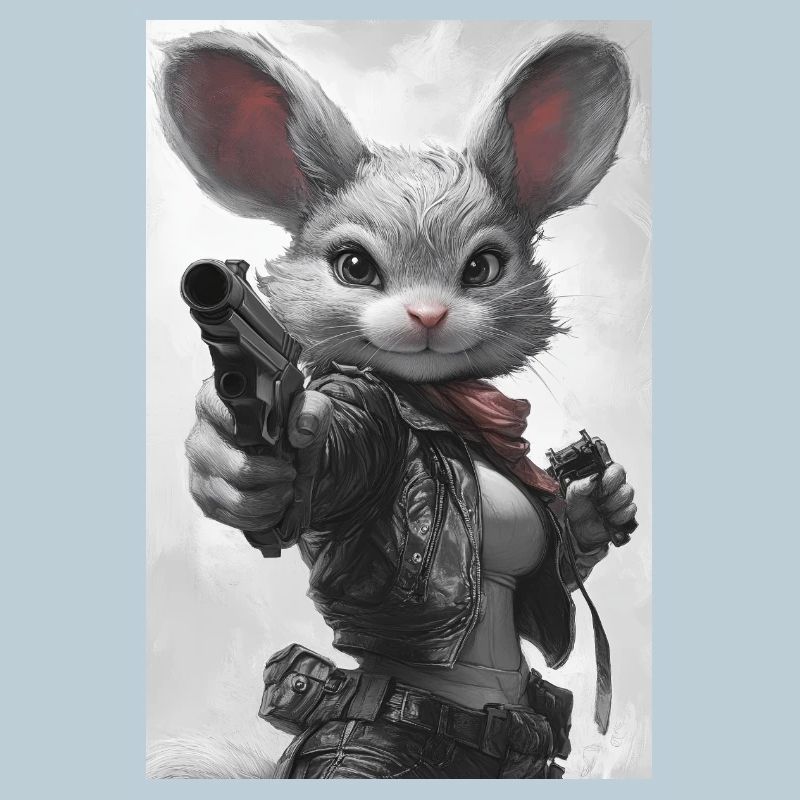 Action bunny in leather jacket