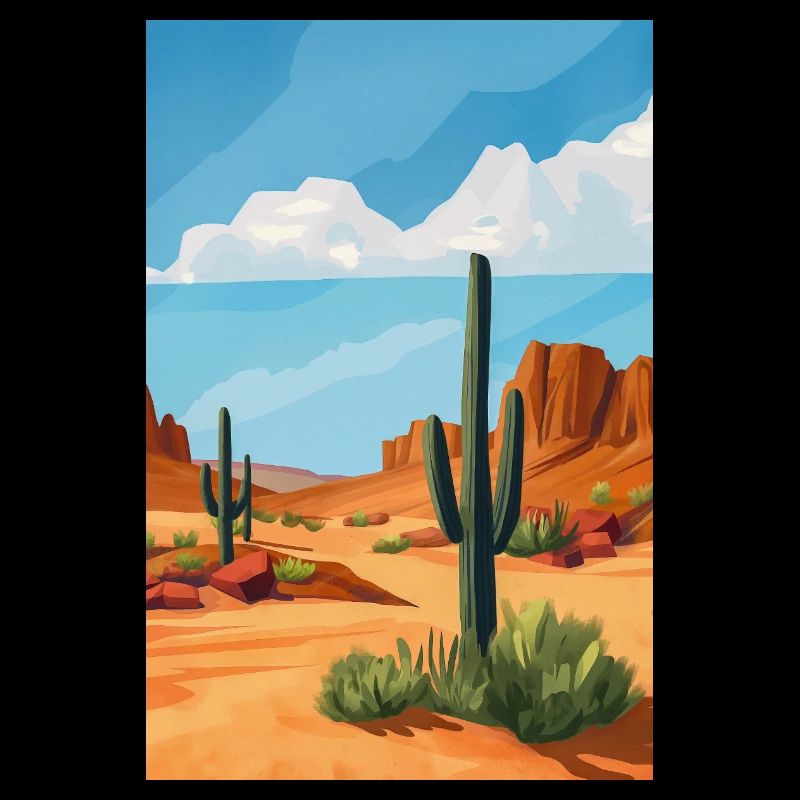 Poster Illustration Paysage de Désert