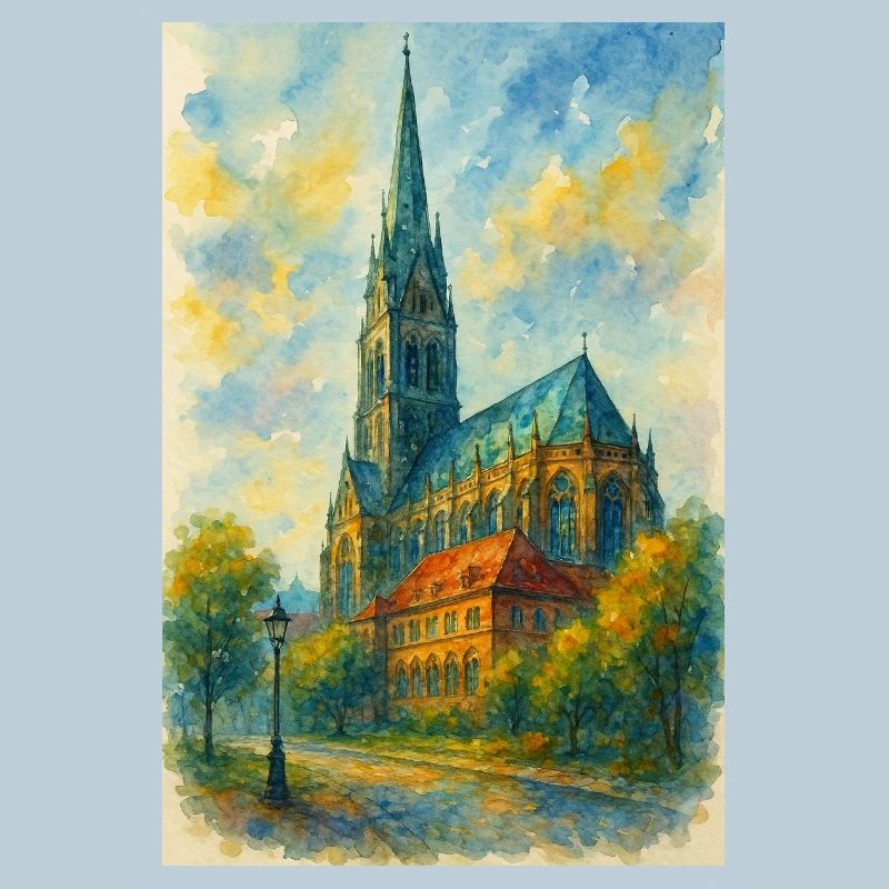 Gothische Kirche im impressionistischen Stil