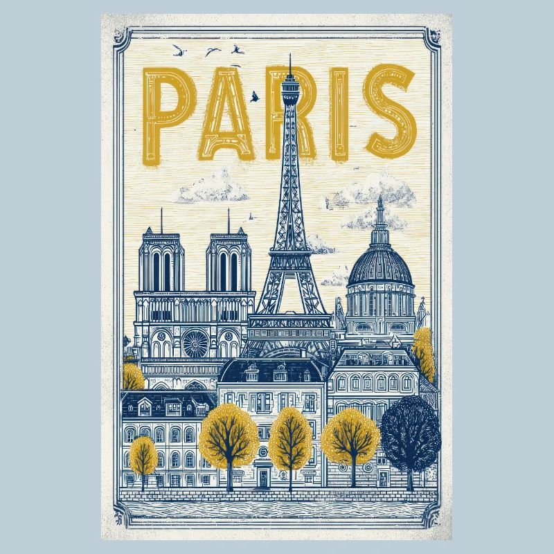 Affiche vintage Paris Skyline