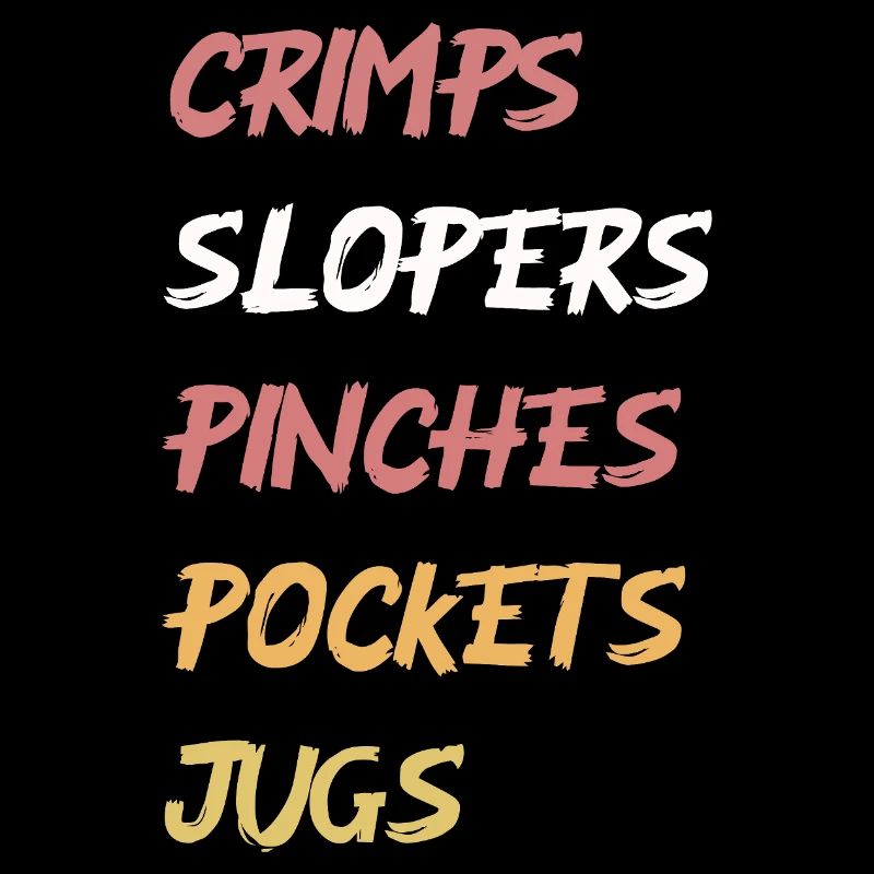 Bulleted climbing holds retro colors lettering