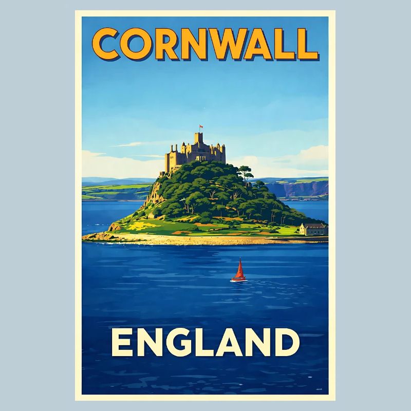 Cornwall England – Retro Reiseposter