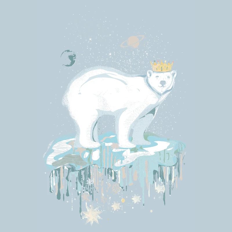Majestätischer Eisbär mit Krone auf Eisscholle