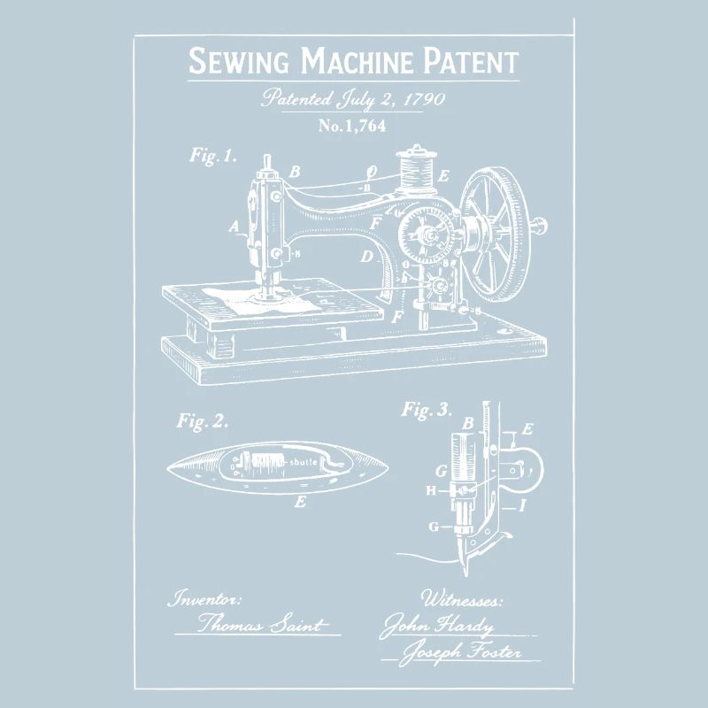 Brevet de plan de machine à coudre vintage