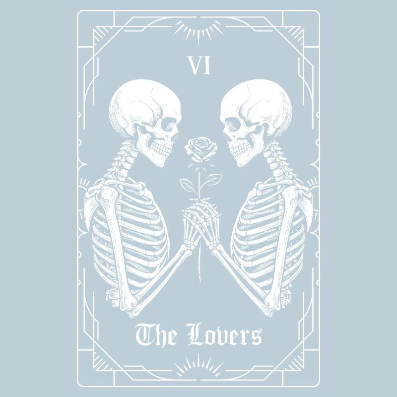 Les Amants — Spooky Tarot Skeleton Goth