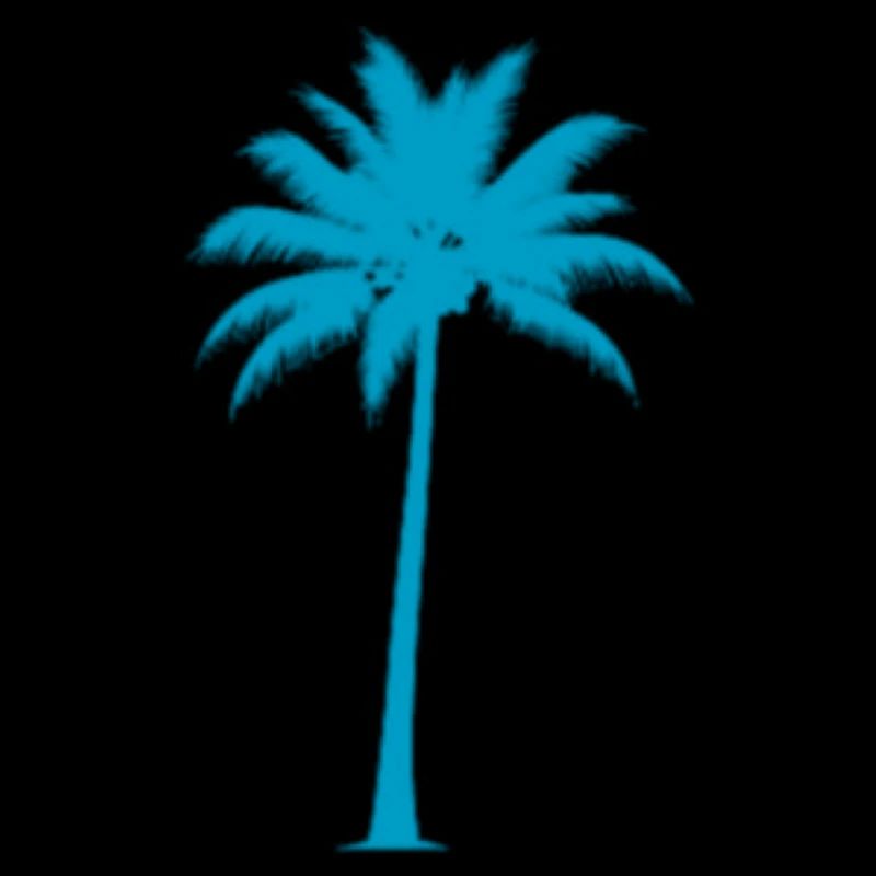 Tropical palm tree in blue tone