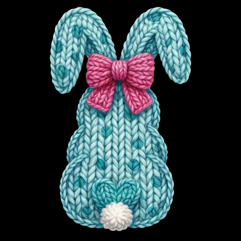 Easter Bunny From Back Bow Faux Yarn Easter