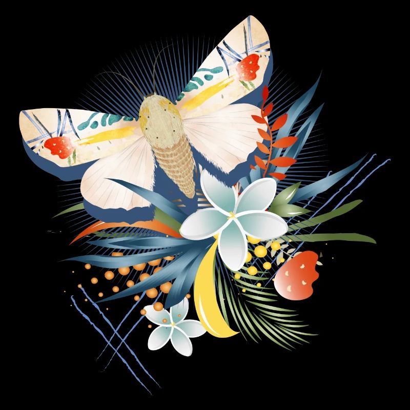 seltener Schmetterling mit exotischen Blüten