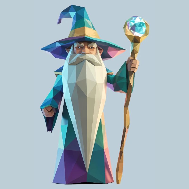Wise Wizard - Cooles Low-Poly-Logo