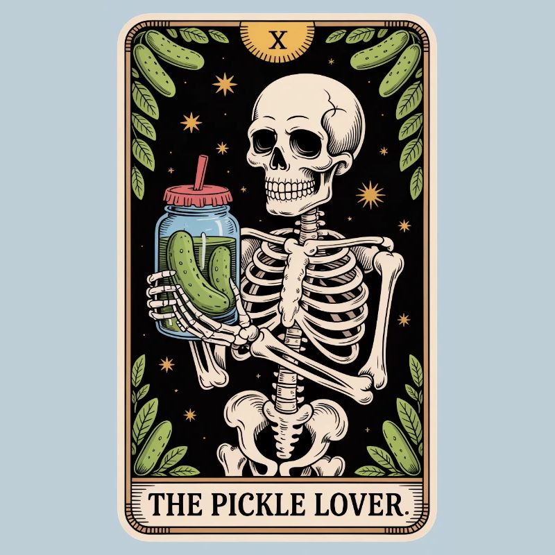 L’amateur de cornichons Squelette Tarot Concombre Humour