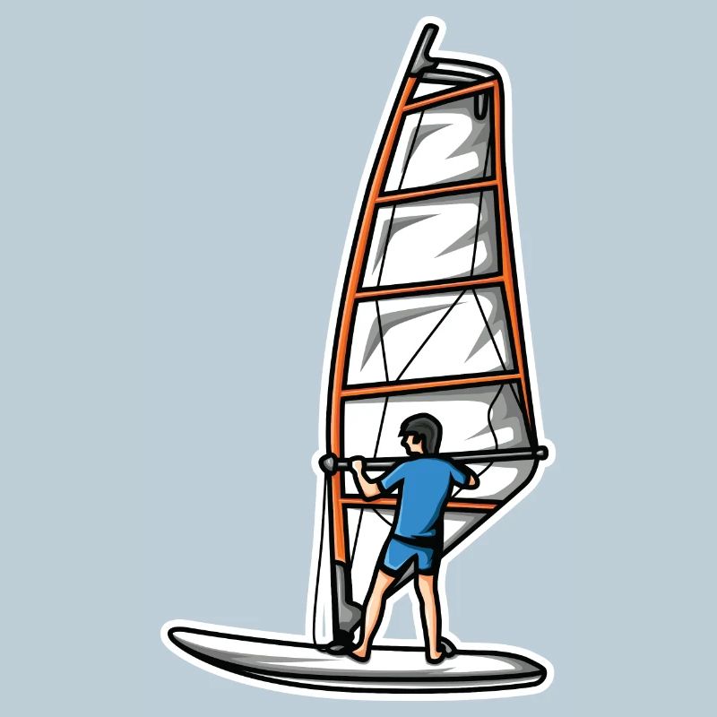 Funny windsurfer boy