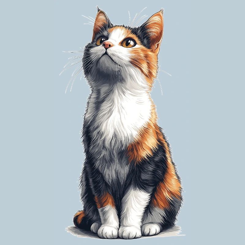 Colorful Sitting Comic Cat