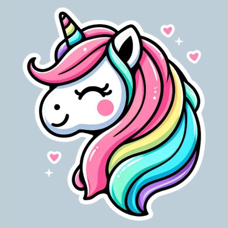 Einhorn Comic Regenbogen Herzen