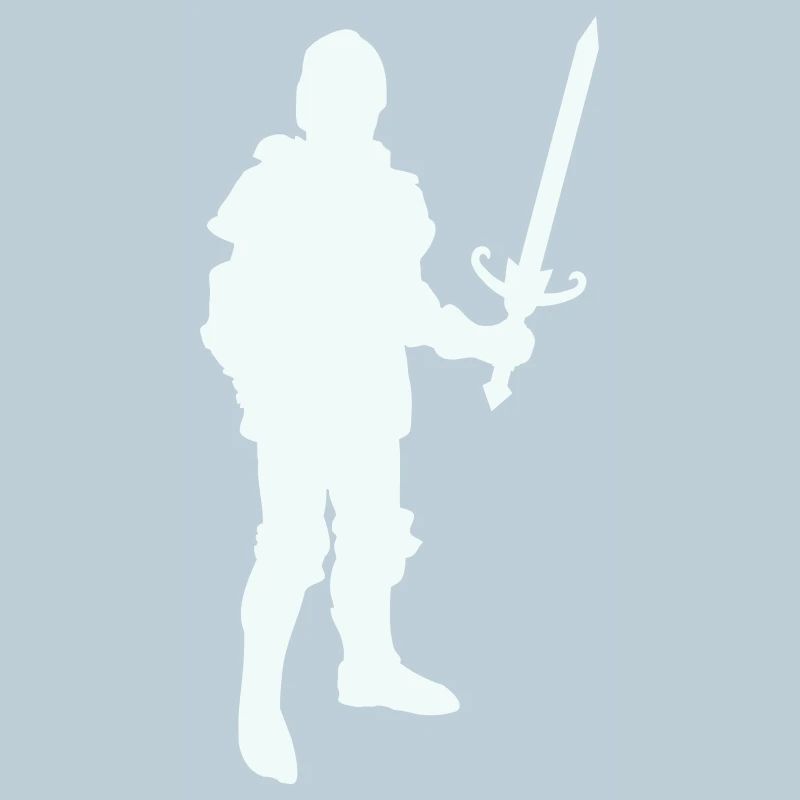 Knight hero silhouette with long sword