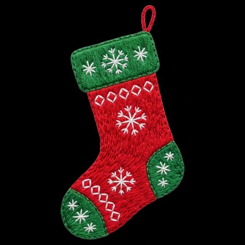 Embroidered Christmas stocking - cozy Christmas (printed)