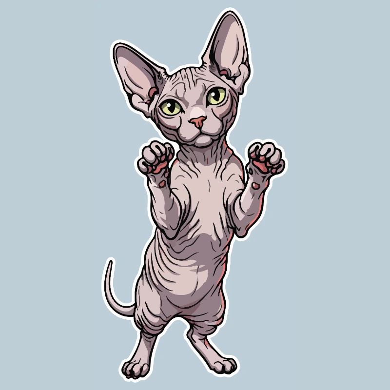 Chat Sphynx Mignon Posture Debout Portrait