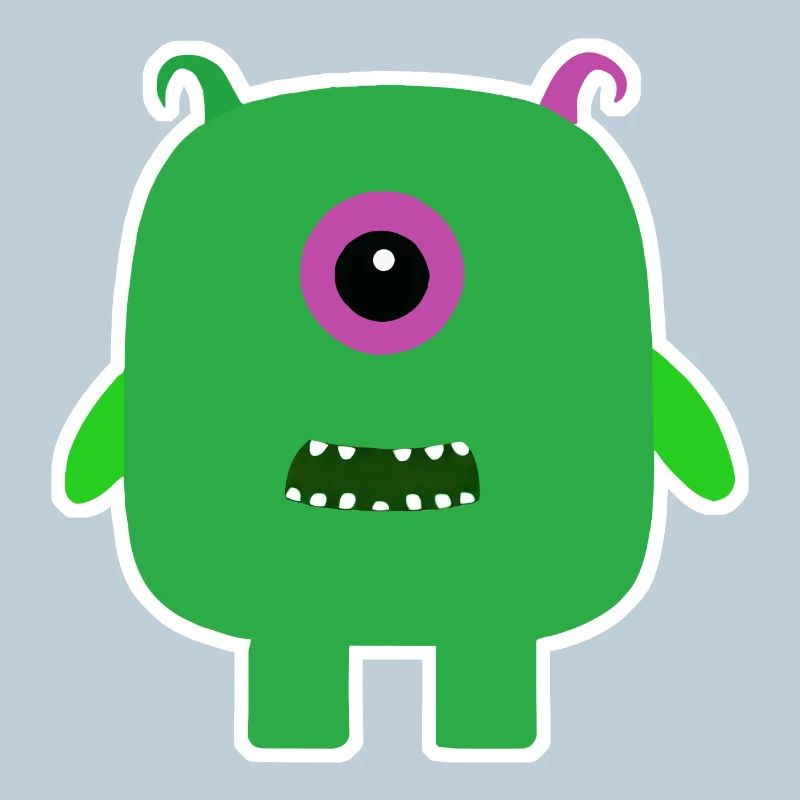 Monstre Cyclope Vert | Extraterrestre carré mignon