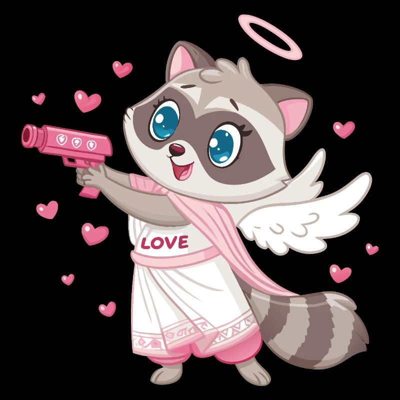 Cupid Raccoon Angel with Wings