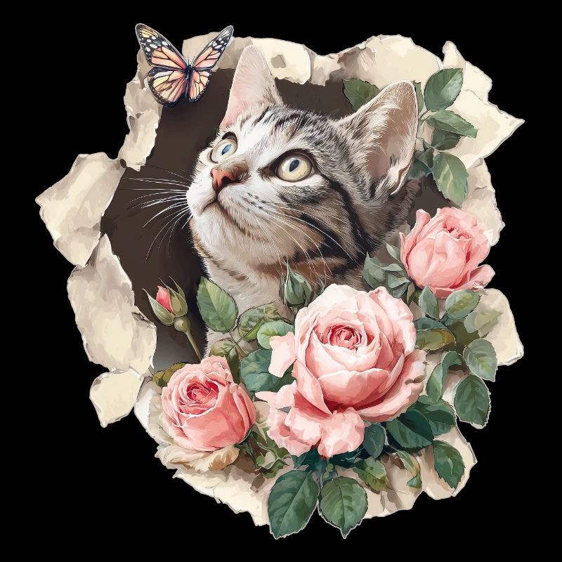 Katze und Schmetterling