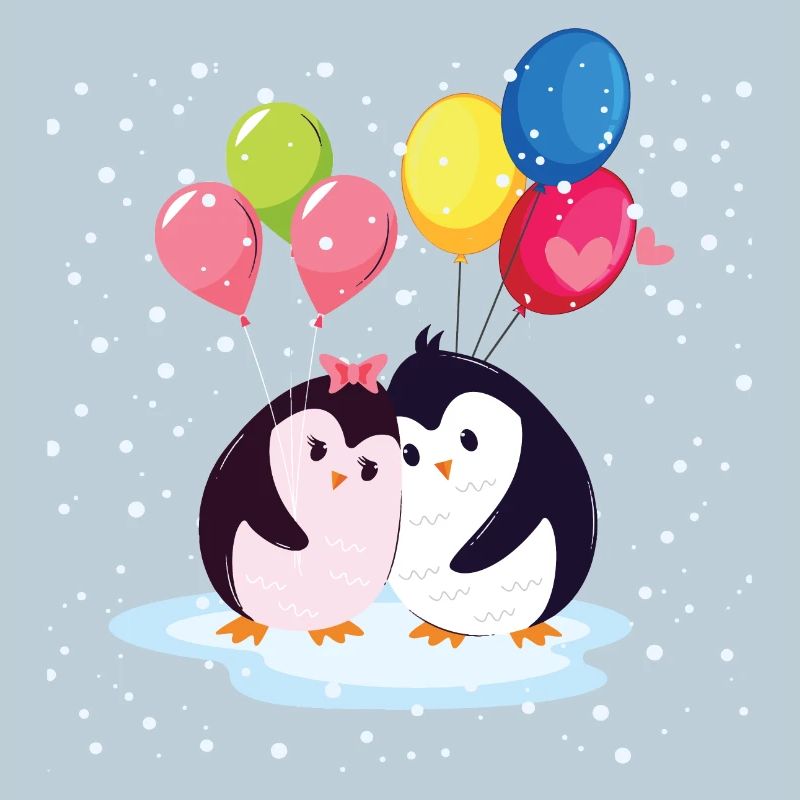 Pingouins avec ballons