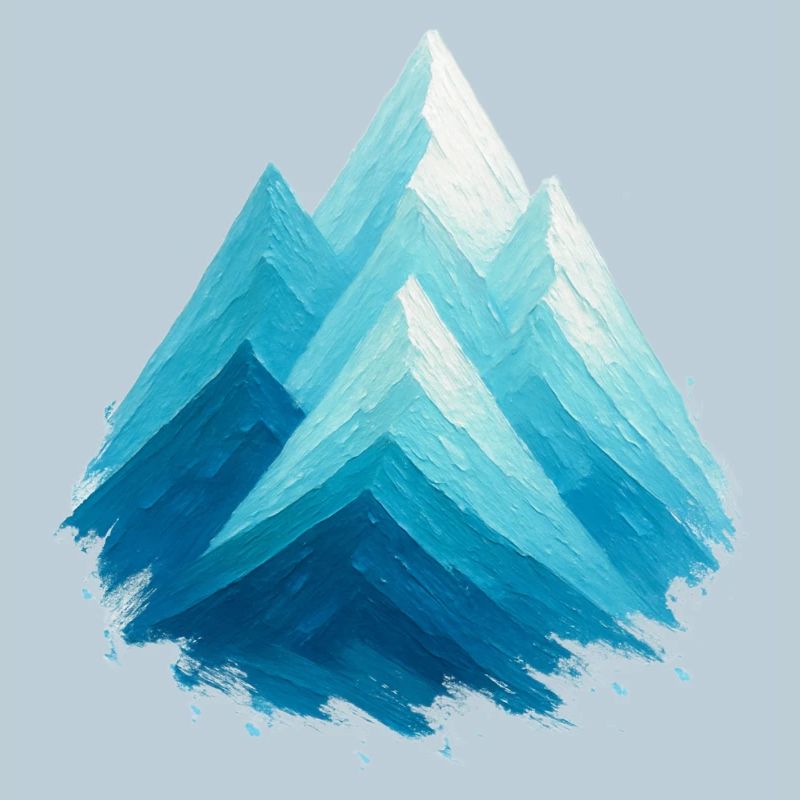 Sommets enneigés bleus aquarelle ski freeride
