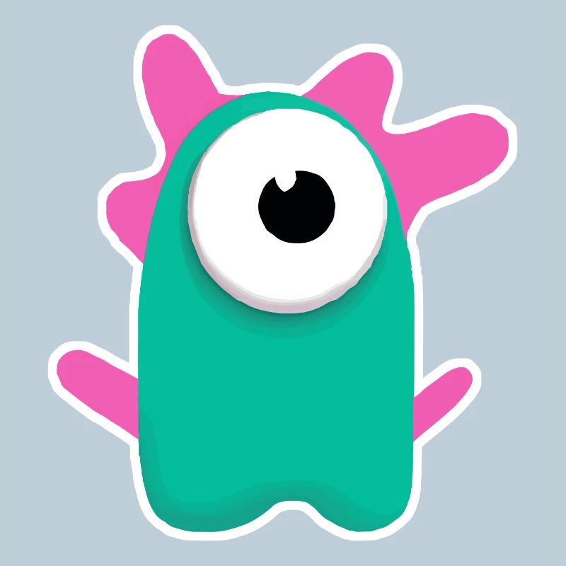 Cute Turquoise Cyclops | Funny Pink Monster