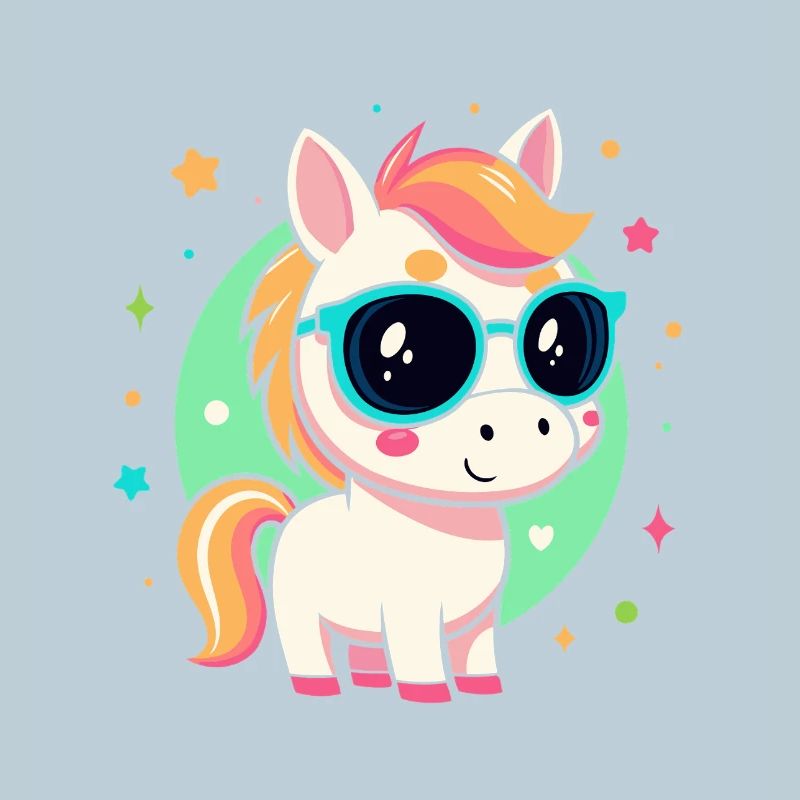 Regenbogenpony mit Brille