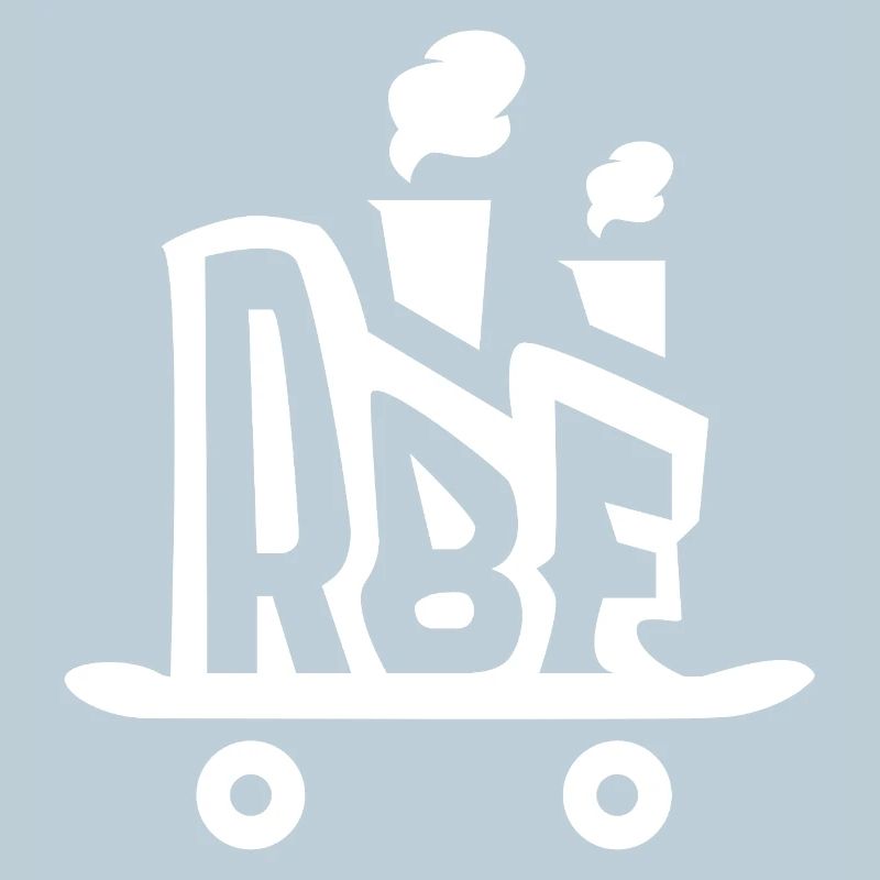 Rollbrett Fabrik Logo weiß