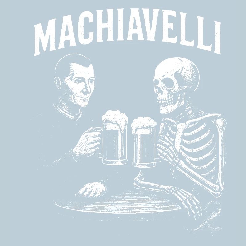 Machiavel buvant de la bière avec Skeleton