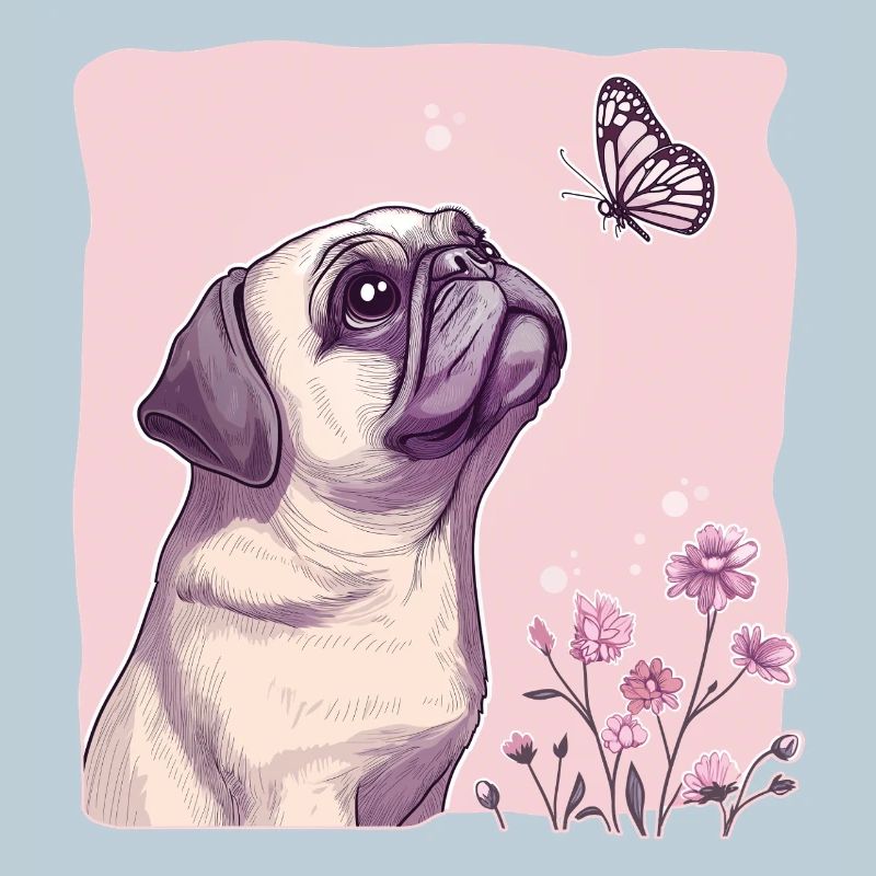 Mops mit Schmetterling