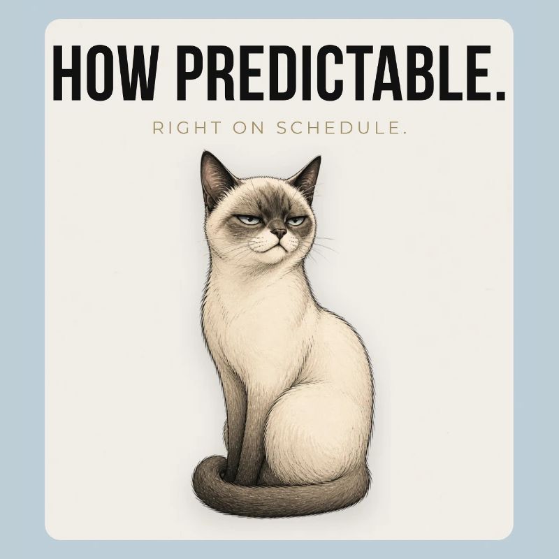 HOW PREDICTABLE. Noble Cat Sarcastic Meme Design
