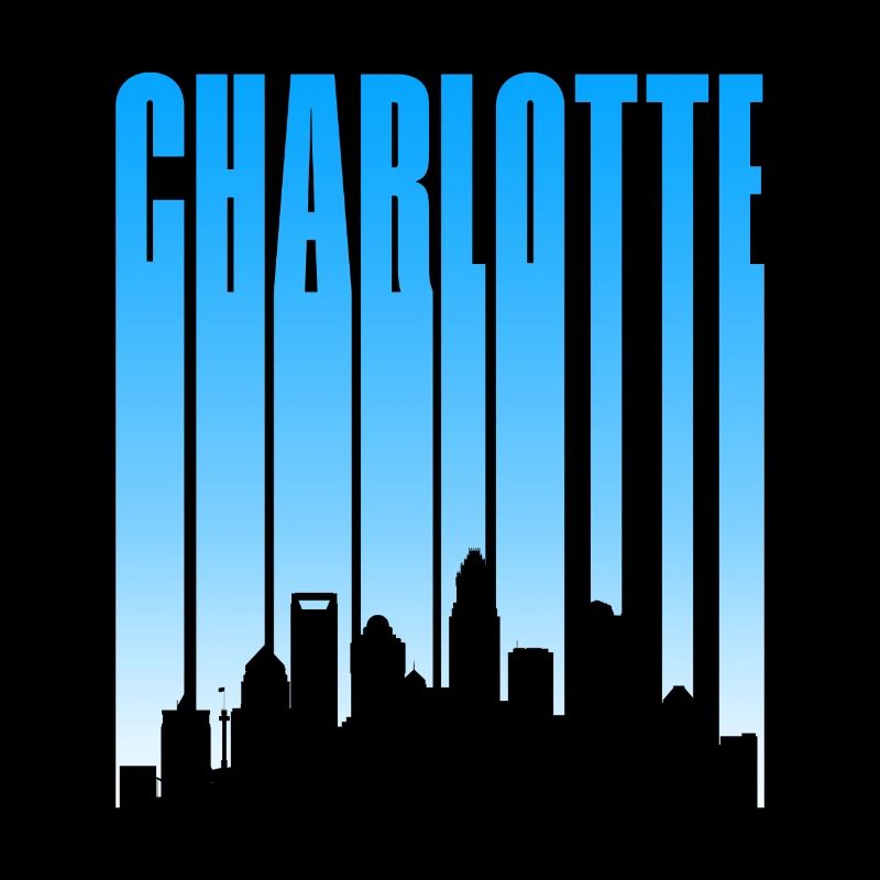 Charlotte Skyline Typo Blau Gradient