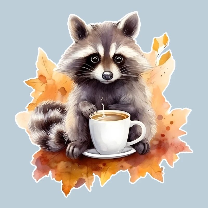 Herbst Waschbär Kaffee Gemütlich
