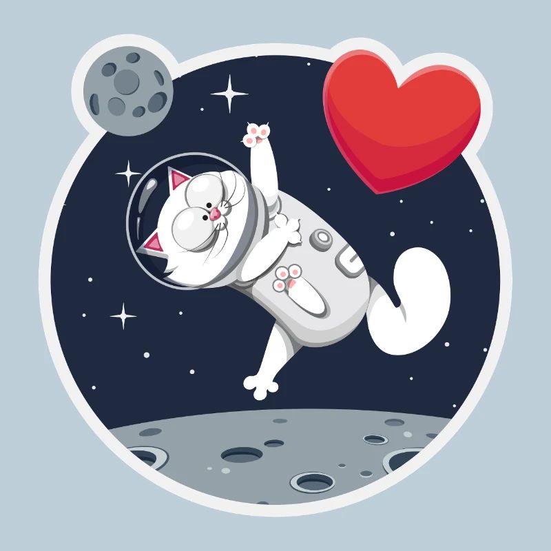 Chat astronaute solitaire attrapant cœur