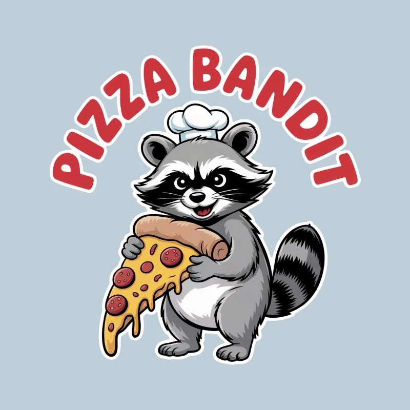 Raton-laveur avec tranche de pizza et toque de chef